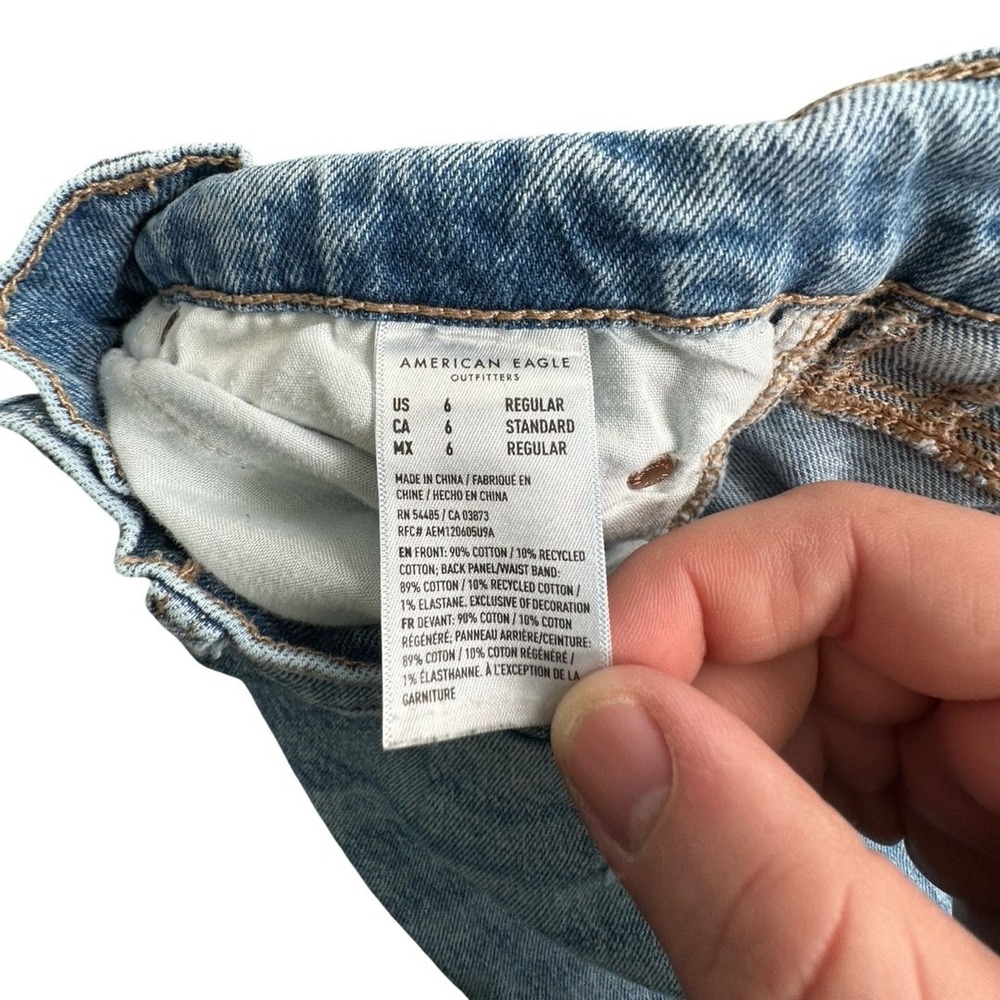 American Eagle Jeans Womens 6 Blue Highest Rise Baggy Straight Ripped Distressed - Picture 4 of 15
